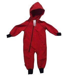 iELM Barnklader Waterproof Softshell Red  Hooded Kids Jumpsuit EU 92 18-24 Month